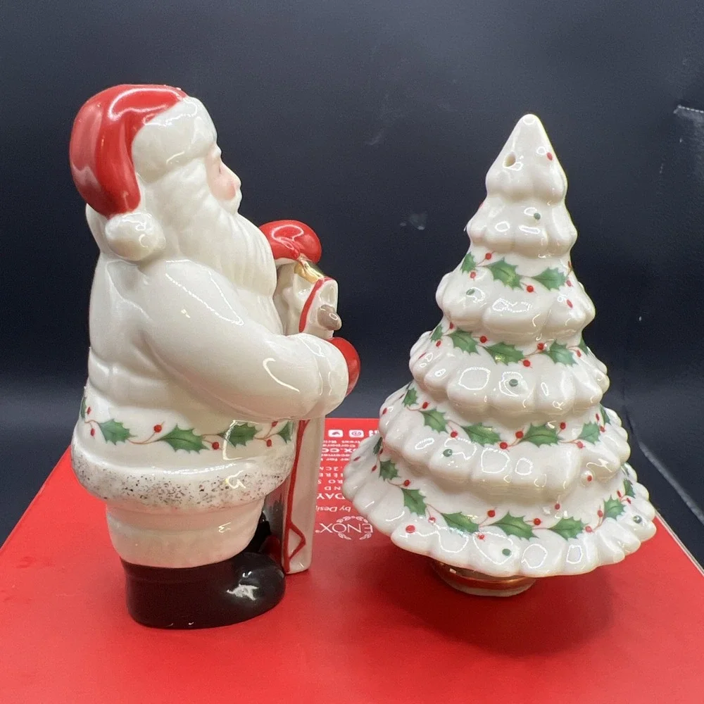 Lenox American By Design  HOLIDAY  Santa & Tree Salt and Pepper Shakers - NIB